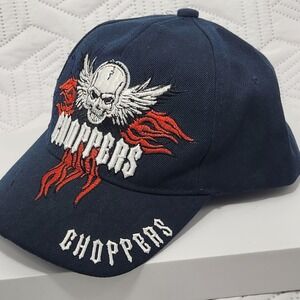 Choppers Motorcycle Cap Mens Rare Logo Skull Wings hook-n-loop adjust Collector